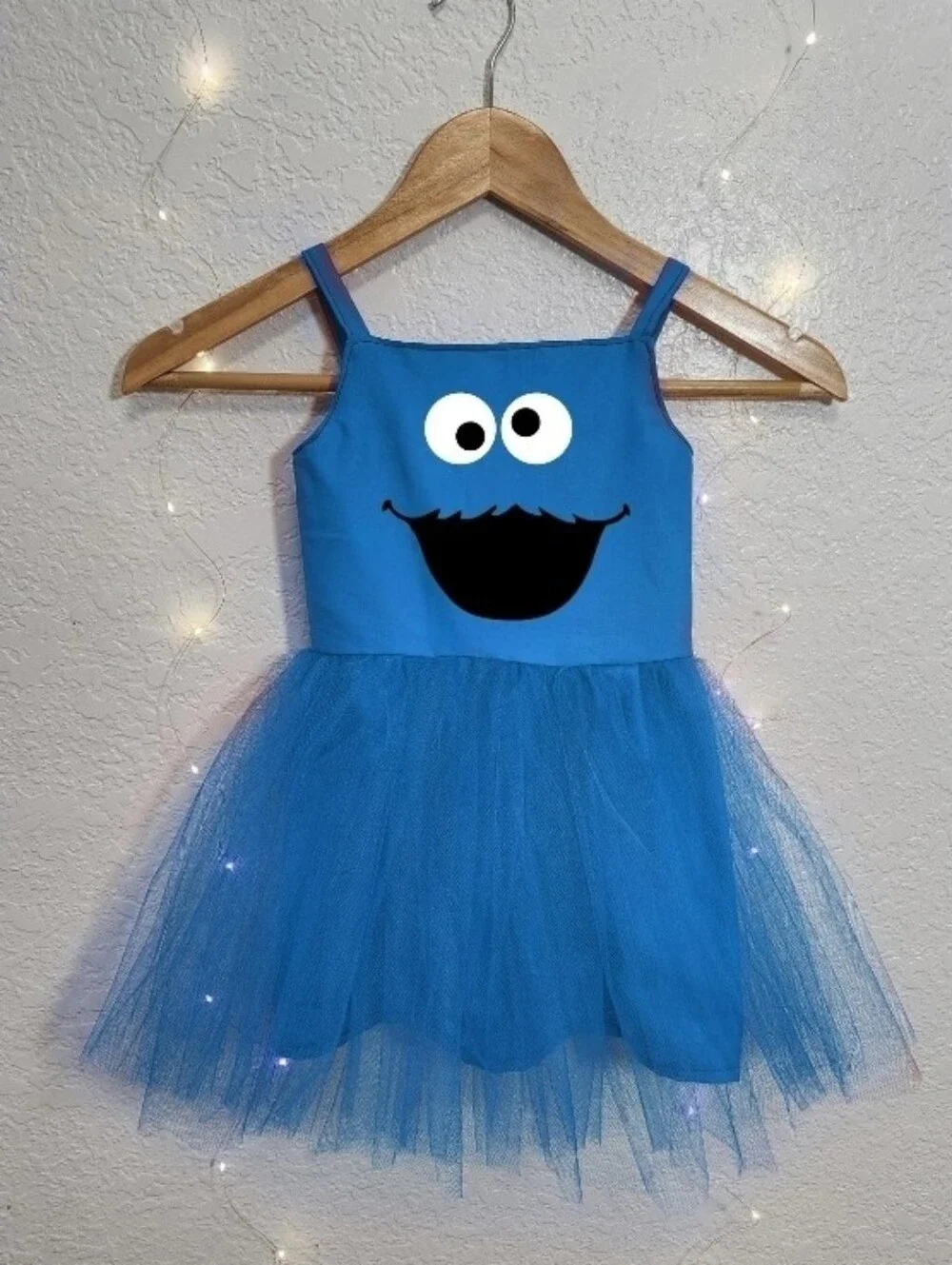 Blue Cookie Monster-Style Tulle Dress for Kids